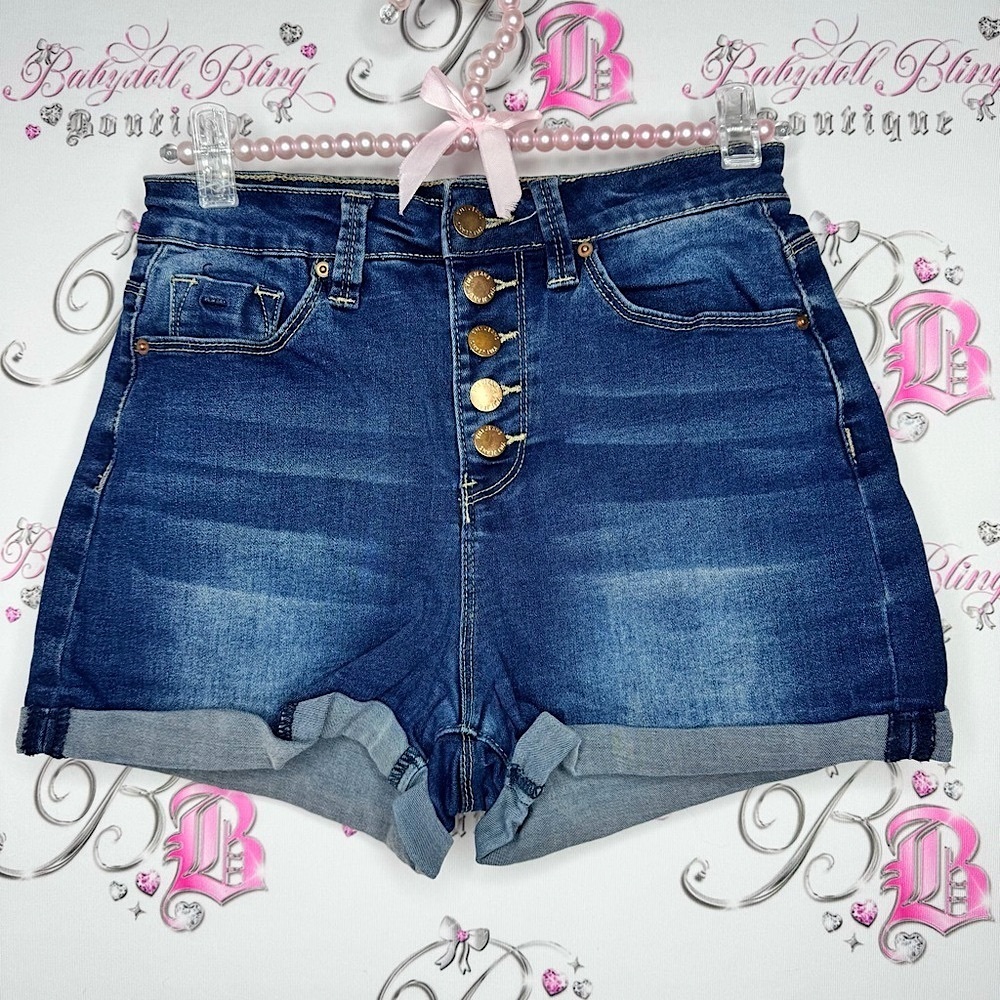 Ymi USA shorts button up Jean Denim Blue High-Waisted Shorts